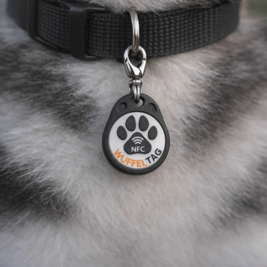 WuffelTag on a dog’s collar